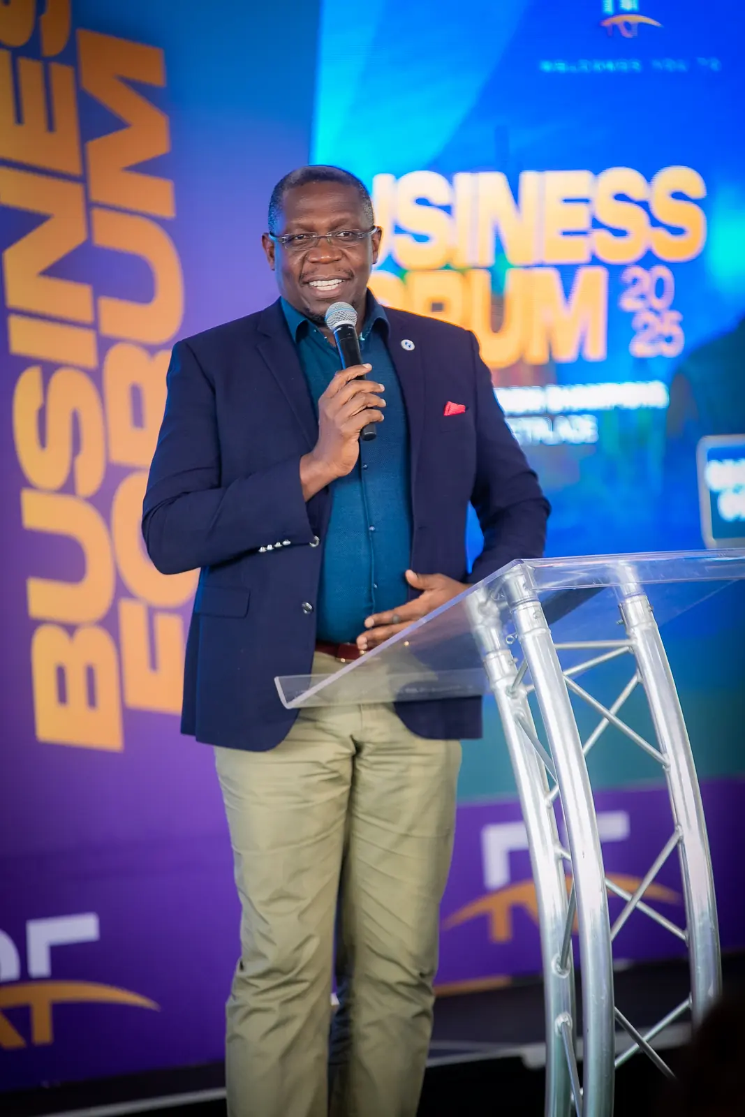 A keynote address on the Business Forum 2025 stage