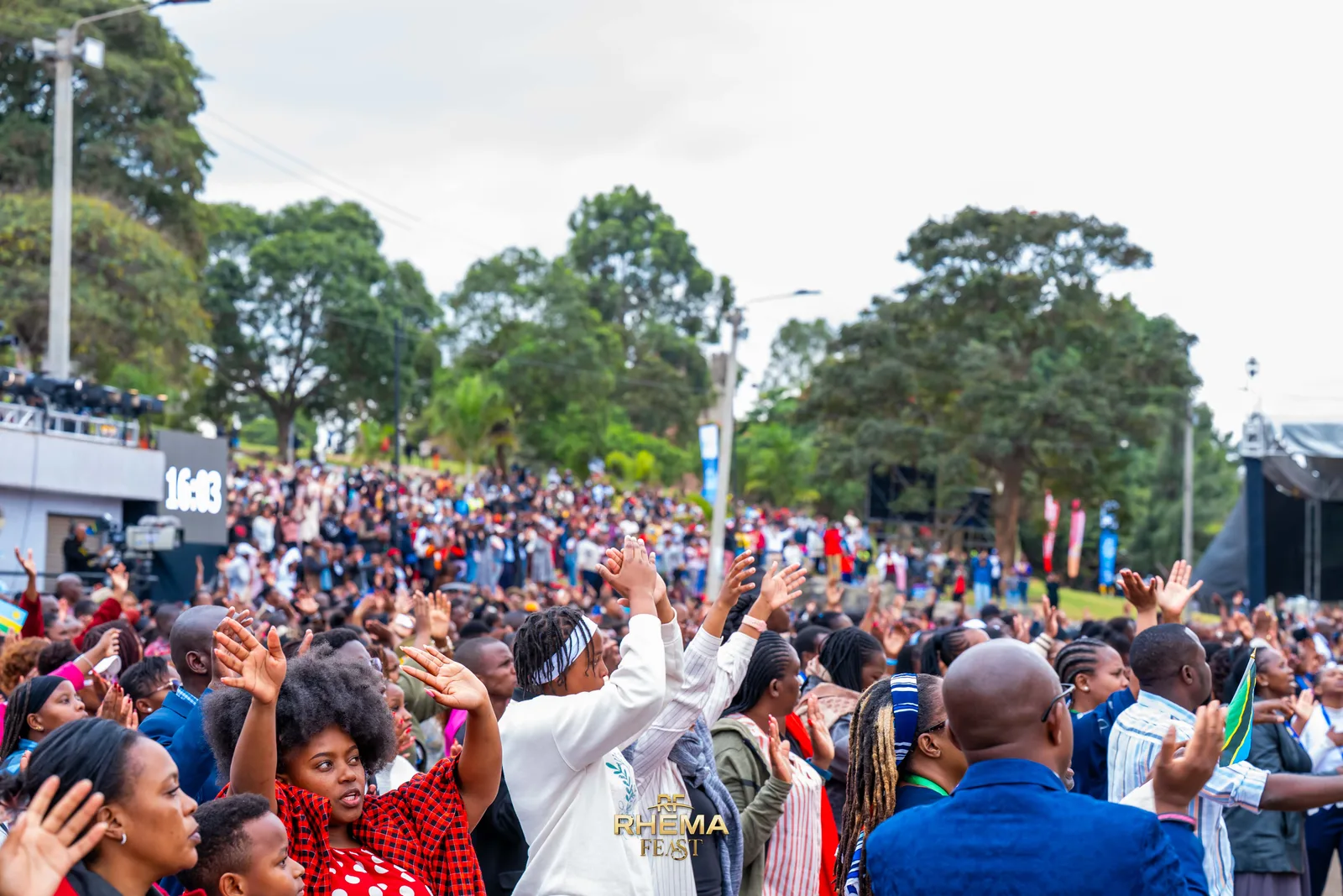 Delegates filling the grass at Uhuru Park on the opening morning