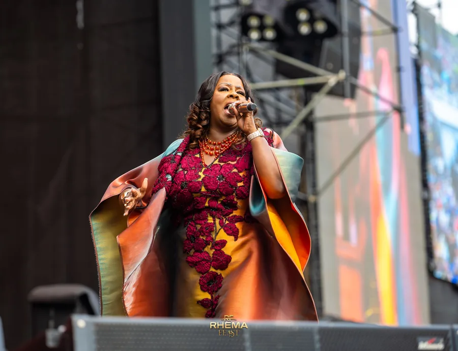 Lady Bishop Kathy Kiuna, close on the microphone