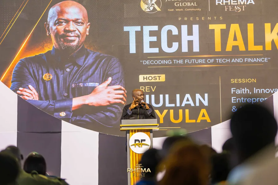 Rev Julian Kyula addressing the Tech Talk room