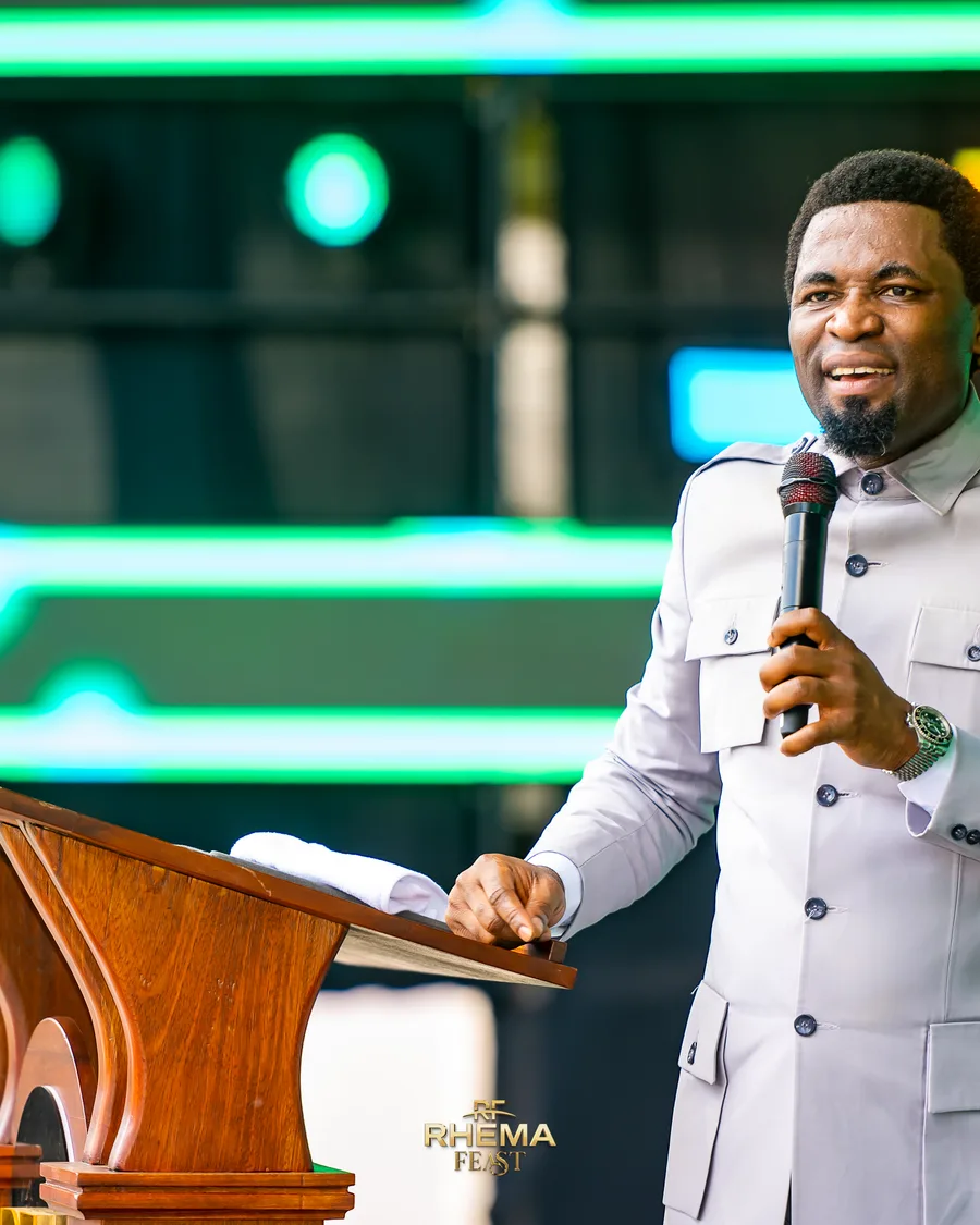 Apostle Michael Orokpo at the podium