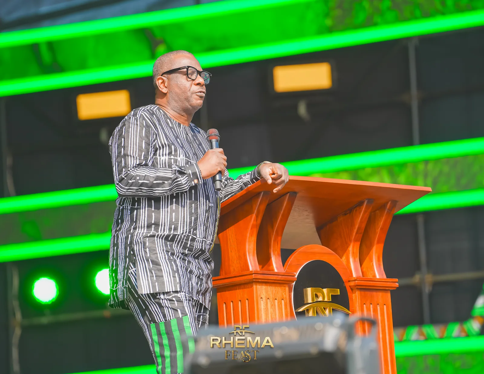 Apostle Poju Oyemade preaching on Day 4 of Rhema Feast 2026