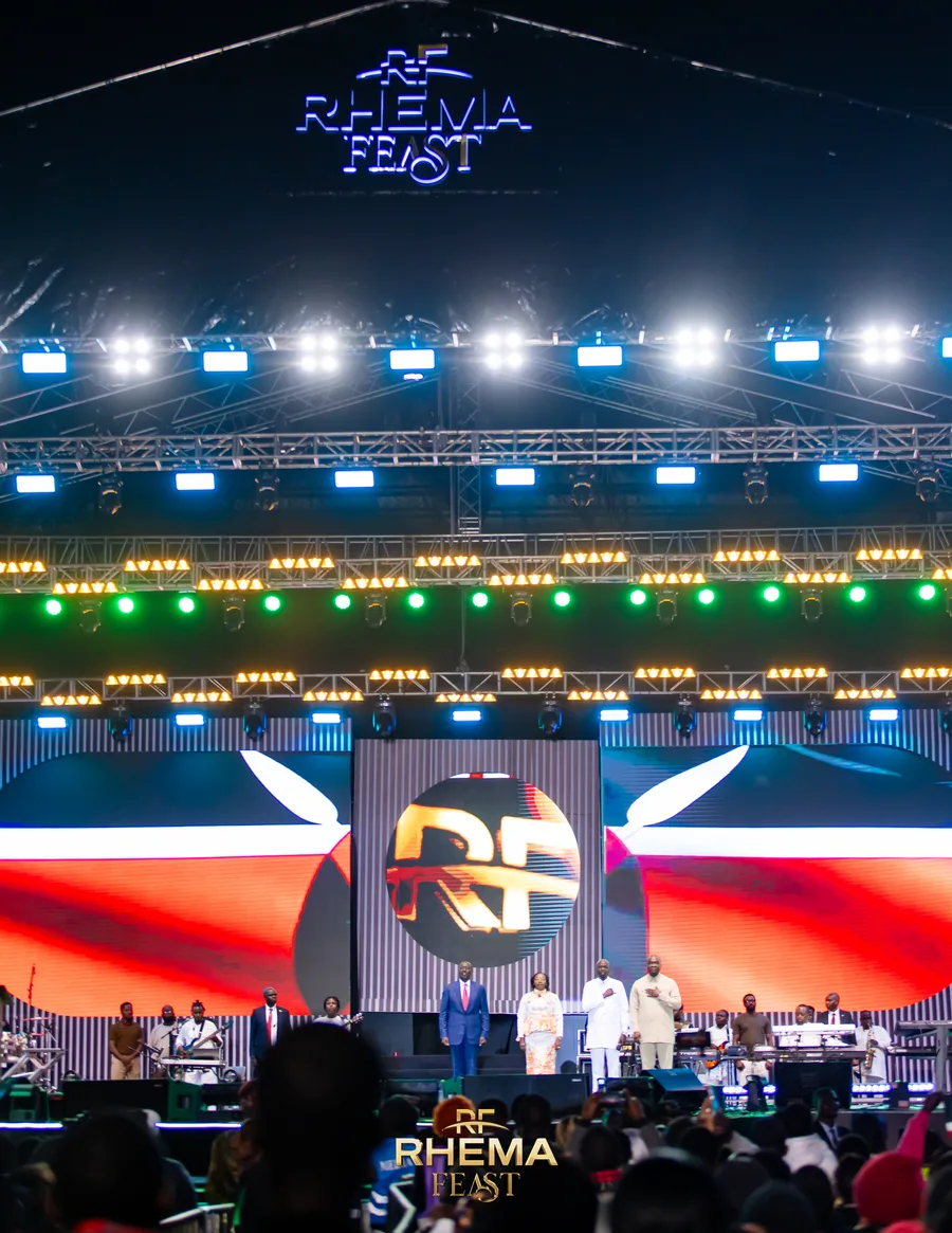 The lit canopy and main stage on the closing night of Rhema Feast 2026