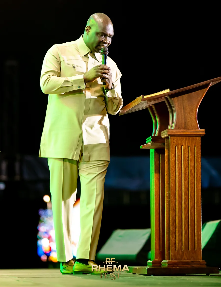 Apostle Joshua Selman at the podium on the closing night