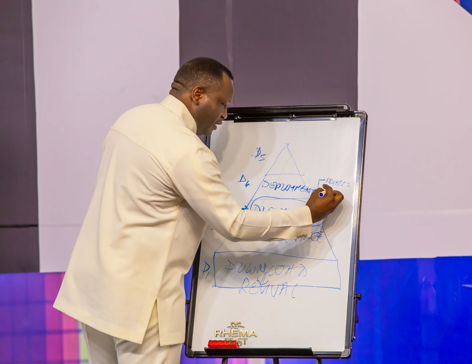 Dr. David Ogbueli teaching at a whiteboard at the Pastors and Ministry Leaders Forum